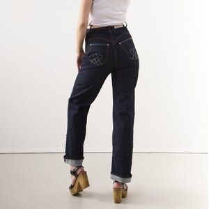 NWOT High Waisted Classic Retro Jeans by Lady K Loves in Dark Indigo Blue, XL